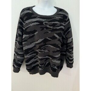 Barefoot Dreams CozyChic Seaside Crew Neck Pullover Carbon Camo Size 3X EUC